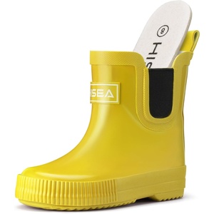image:imageHISEA Kids BarefootFriendly Rain Boots 100 Natural Rubber Waterproof Ankle Chelsea Boots with Soft Cotton Lining AntiChafing Design for Toddlers Boys GirlsYellow