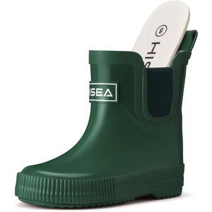image:imageHISEA Kids BarefootFriendly Rain Boots 100 Natural Rubber Waterproof Ankle Chelsea Boots with Soft Cotton Lining AntiChafing Design for Toddlers Boys GirlsGreen
