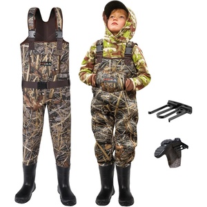 image:imageHISEA Kids Chest Waders for Toddler amp Children Youth Neoprene Waterproof Hunting Fishing Wader with Insulated Boots Boy GirlNext Camo Evos  Brown