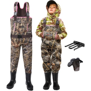 image:imageHISEA Kids Chest Waders for Toddler amp Children Youth Neoprene Waterproof Hunting Fishing Wader with Insulated Boots Boy GirlNext Camo Evos  Pink