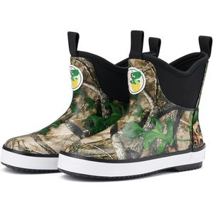 image:imageHISEA Kids Deck Boots Waterproof Lightweight Ankle Rain Boots for Boys Girls Rubber Boots Nonslip Child Rain ShoesCamo