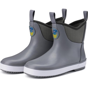 image:imageHISEA Kids Deck Boots Waterproof Lightweight Ankle Rain Boots for Boys Girls Rubber Boots Nonslip Child Rain ShoesGrey