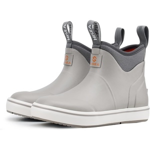 image:imageHISEA Kids EasyOn Rain Boots for Boys and Girls 4mm Neoprene Insulated Waterproof Deck Boots NonSlip Rubber Ankle Mud Boots for Toddler amp Big KidGrey