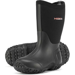 image:imageHISEA Kids Rain Boots Waterproof Neoprene Rubber Mud Boots Youth Rainboots Mid Calf Rain Shoes for Toddlers Kid Children Boys amp GirlsBlack