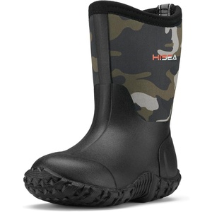 image:imageHISEA Kids Rain Boots Waterproof Neoprene Rubber Mud Boots Youth Rainboots Mid Calf Rain Shoes for Toddlers Kid Children Boys amp GirlsGreen Camo
