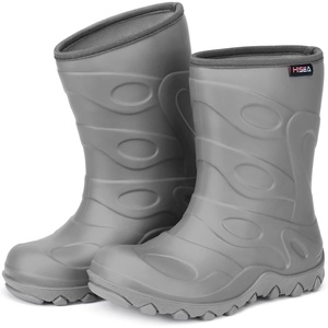 image:imageHISEA Kids Rain Boots for Boys Girls Waterproof Insulated Easyon Toddler Rubber Boots Lightweight Seamless Wide Mud Boot with NonSlip Outsole for Outdoor PlayingGrey