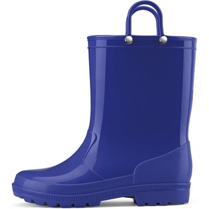 image:imageHISEA Kids Rain Boots for Toddlers Boys Girls Waterproof Rubber Rain Shoes with EasyOn Handles Seamless PVC Rainboots AntiSlip Outdoor Mud Boots Solid Colors amp Sparkly Glitter Gradient Styles ToddlerLittle KidBig KidBlue