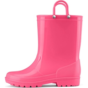 image:imageHISEA Kids Rain Boots for Toddlers Boys Girls Waterproof Rubber Rain Shoes with EasyOn Handles Seamless PVC Rainboots AntiSlip Outdoor Mud Boots Solid Colors amp Sparkly Glitter Gradient Styles ToddlerLittle KidBig KidPink
