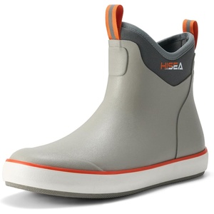 image:imageHISEA Mens Deck Boots Waterproof Ankle Rain Boots Saltwater Fishing Garden Boots with High Traction Outdoor Short Rubber Shoes for Boating Sailing Farming Yard WorkGrey