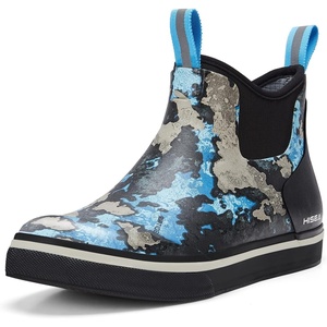 image:imageHISEA Mens Deck Rain Boots Saltwater Fishing Booties Waterproof Ankle Rain Boots with High TractionBlue Camo