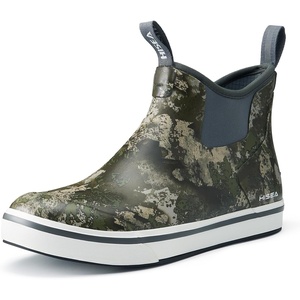 image:imageHISEA Mens Deck Rain Boots Saltwater Fishing Booties Waterproof Ankle Rain Boots with High TractionGreen Camo