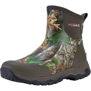 image:imageHISEA Mens Muck Rubber Boots Waterproof Insulated Rain Boots Ankle Height Neoprene Hunting Booties for Outdoor Work  Gardening Farming Hiking Camping and Fishing Work