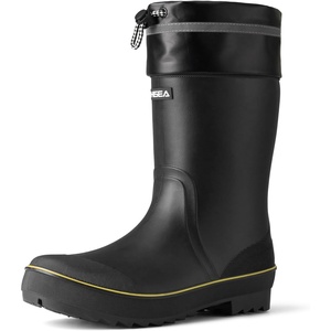 image:imageHISEA Mens Rain Boots Waterproof PVC Rubber Mud Boots Lightweight Comfort MidCalf Work Boots Garden Shoes for Fishing Farming Walking DogsBlack WYellowtrim