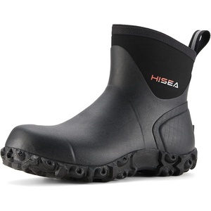 image:imageHISEA Mens Rubber Boots Ankle Rain Boots Waterproof Outdoor Mud Bootie for Lawn and GardenBlack