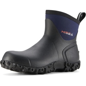 image:imageHISEA Mens Rubber Boots Ankle Rain Boots Waterproof Outdoor Mud Bootie for Lawn and GardenNavy