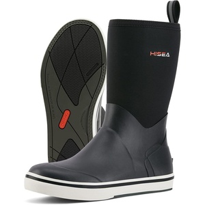 image:imageHISEA Mens Rubber Rain Boots Waterproof Garden Fishing Outdoor Deck BootsBlack