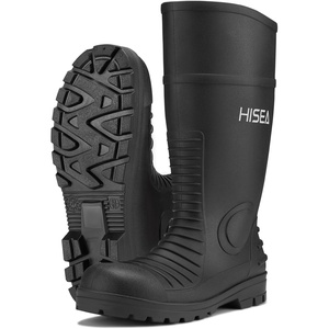 image:imageHISEA Mens Steel Toe Rain Boots PVC Rubber Boots Waterproof Garden Fishing Outdoor Work Boots Durable Slip Resistant Knee Boots for Agriculture and Industrial WorkingBlacknew
