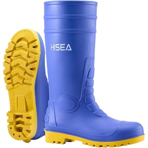 image:imageHISEA Mens Steel Toe Rain Boots PVC Rubber Boots Waterproof Garden Fishing Outdoor Work Boots Durable Slip Resistant Knee Boots for Agriculture and Industrial WorkingBlue