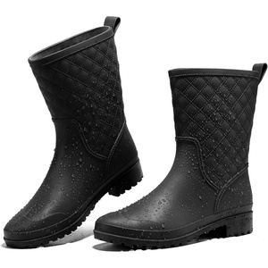 image:imageHISEA Rain Boots for Women Lightweight Fashion Rubber Boots Mid Height Waterproof Garden Shoes Womens Rain FootwearBlack