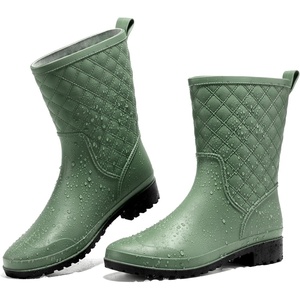 image:imageHISEA Rain Boots for Women Lightweight Fashion Rubber Boots Mid Height Waterproof Garden Shoes Womens Rain FootwearGreen