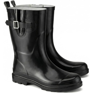 image:imageHISEA Rubber MidCalf Rain Boots for Women Waterproof Insulated AntiSlip Mud Boots Cute Fashion Chelsea Garden Boots For AdultBlack