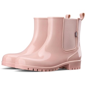 image:imageHISEA Short Rain Boots for Women Waterproof Garden Shoes AntiSlipping Ankle Chelsea Rainboots for Ladies with Comfort Insole Lightweight Stylish Rubber Rain Shoes Outdoor Work BootiesPink