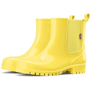 image:imageHISEA Short Rain Boots for Women Waterproof Garden Shoes AntiSlipping Ankle Chelsea Rainboots for Ladies with Comfort Insole Lightweight Stylish Rubber Rain Shoes Outdoor Work BootiesYellow