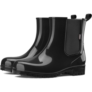 image:imageHISEA Short Rain Boots for Women Waterproof Garden Shoes AntiSlipping Ankle Chelsea Rainboots for Ladies with Comfort Insole Lightweight Stylish Rubber Rain Shoes Outdoor Work BootiesBlack
