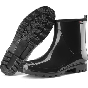 image:imageHISEA Short Rain Boots for Women Waterproof Womens Ankle Rubber Boots Outdoor Garden Shoes for Ladies Non Slip Work with Comfort InsoleBlack