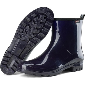 image:imageHISEA Short Rain Boots for Women Waterproof Womens Ankle Rubber Boots Outdoor Garden Shoes for Ladies Non Slip Work with Comfort InsoleGlitter Navy Blue