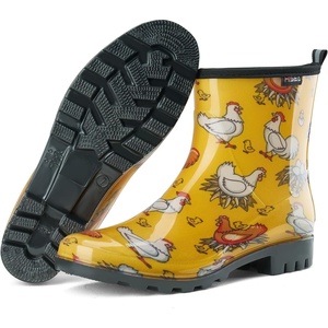 image:imageHISEA Short Rain Boots for Women Waterproof Womens Ankle Rubber Boots Outdoor Garden Shoes for Ladies Non Slip Work with Comfort InsoleYellow Chicken