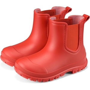 image:imageHISEA Toddler Rain Boots for Boys Girls Kids Short Rubber Boots Waterproof Lightweight with Nonslip OutsoleRed