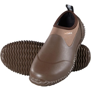 image:imageHISEA Unisex Garden Shoes Waterproof SlipOn Rain Boots for Men and Women Neoprene Rubber Rain Shoes Outdoor Ankle Booties for Gardening Farming Camping Dog Walking Car Wash Lawn Care and Yard WorkBrown