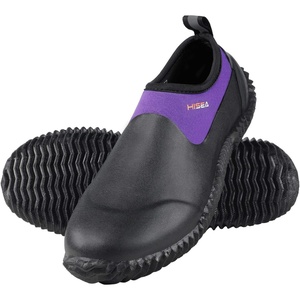 image:imageHISEA Unisex Waterproof Garden Shoes Mens Ankle Rain Boots Womens SlipOn Footwear Rain Shoe Rubber Neoprene Outdoor Booties for Gardening Farming Camping Car Wash Lawn Care and Yard Work Size M6W7 Purple
