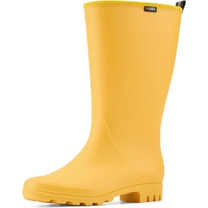 image:imageHISEA Wide Calf Rubber Boots Tall Rain Boots Seamless Matte Surface Waterproof PVC Rainboots for Women Gardening Farming Walking Dogs Womens Rain FootwearYellow