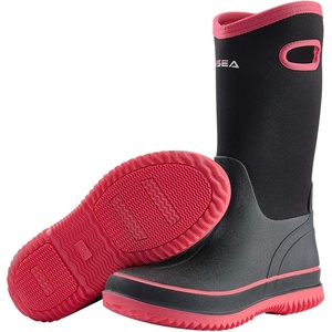 image:imageHISEA Women Mud Boots Neoprene Rubber Garden Shoes Waterproof Mid Calf Rain Boots for OutdoorBlack