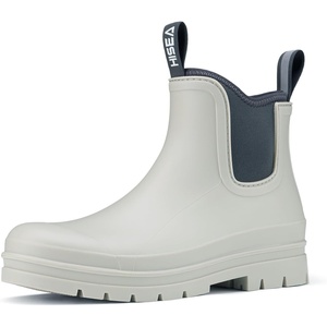 image:imageHISEA Womens Chelsea Rubber Rain Boots Ankle Rain Boots Waterproof Women Neoprene Short Garden Boots Choose Size UpGrey