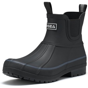 image:imageHISEA Womens Duck Chelsea Rain Boots Waterproof Short Garden Boot Outdoor Mud BootsBlack