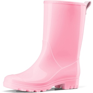 image:imageHISEA Womens Mid Calf Rain Boots Waterproof Garden Shoes Glossy Rubber PVC Rainboots with Wide Toe Box Lightweight Outdoor Mud Boots for Gardening Farm Dog Walking Yard ChoresPink