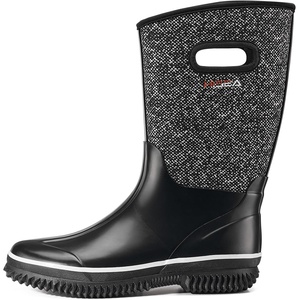 image:imageHISEA Womens Mud Rain Boots Waterproof Insulated Calf Fashion Garden Shoes for Ladies AntiSlip Tall Knee High booties 55mm Neoprene Rubber for Outdoor WorkWhite Dot