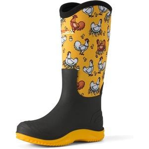 image:imageHISEA Womens Mud Rain Boots Waterproof Tall Garden Shoes Insulated Neoprene Rubber for Outdoor Activities Hunting Gardening Farming Muddy Yard Work Sizes US 611Yellow Chicken