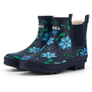 image:imageHISEA Womens Plush Rain Boots Waterproof Chelsea Rubber Booties Women Ladies Ankle Boots for Winter Spring Garden Outdoor