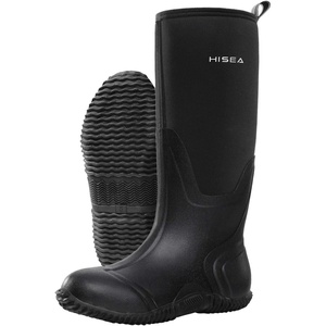 image:imageHISEA Womens Rain Boots Knee High Rubber Boots Waterproof Insulated Neoprene Mud Boots AntiSlip Outdoor Work Boots for Hunting Gardening Farming Yard Working Size 611Black