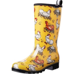 image:imageHISEA Womens Rain Boots Waterproof Mid Calf Garden Boots for WomenChickens Yellow
