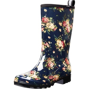 image:imageHISEA Womens Rain Boots Waterproof Mid Calf Garden Boots for WomenFloral Navy