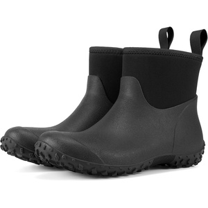 image:imageHISEA Womens Rubber Boots Waterproof Ankle Rain Boots Insulated Neoprene Mud Boots AntiSlip Outdoor Work Shoes for Hunting Gardening Farming Yard WorkingBlack