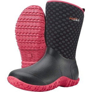 image:imageHISEA Womens Rubber Garden Boots Waterproof Insulated Yard Gardening Shoes Mid Height for Mud Working OutdoorBlack Dot
