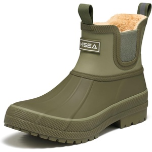 image:imageHISEA Womens Saltwater Winter Rain Boots Waterproof Duck Chelsea Lined Outdoor Garden BootOlive Green