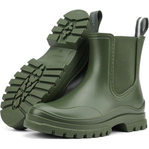 image:imageHISEA Womens Short Rain Boots Lightweight Waterproof Chelsea Garden Shoes SlipOn Ankle Booties for Farming Yard amp Mud NonSlip Outdoor Working ShoesGreen