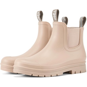 image:imageHISEA Womens Short Rain Boots Waterproof Chelsea Boots Fashion Ankle Rubber Garden Shoes NonSlip Matte PVC Rainboots Lightweight Outdoor Work Booties for Gardening Farming WalkingNude